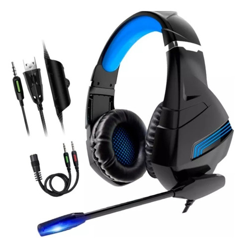 Auricular Gamer Led Azul Para Ps4 Xbox One S Pc 