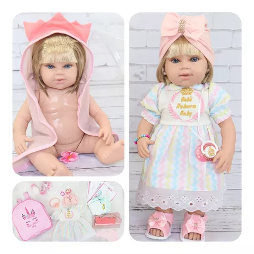 Boneca - Reborn 50 CM - Corpo Silicone - Kids Clothes