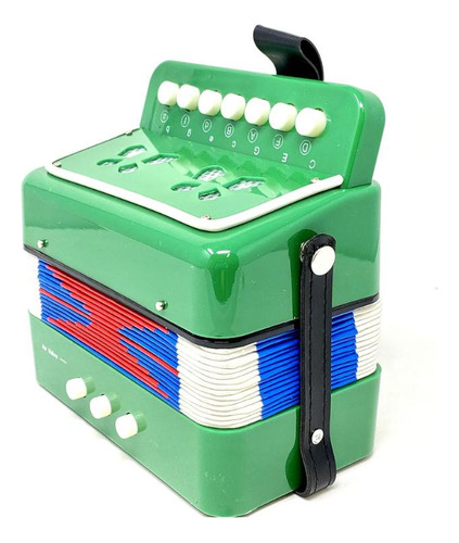 Acordeón Infantil Verde De Plástico Mini Pequeños Músicos