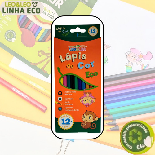 Comprar Kit 2 Caixas Lápis De Cor 12 Cores Grande Leo Eco