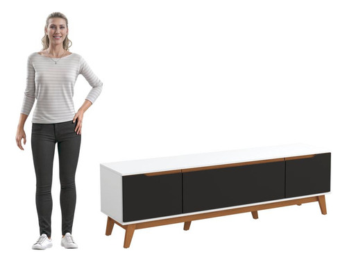 Rack Kappesberg 3 Portas Branco/preto Fosco 180cm