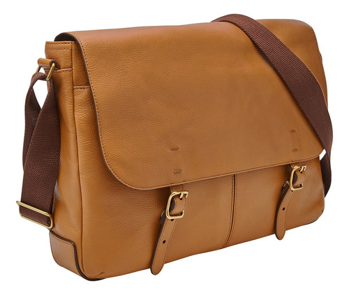 Bolso Hombre Fossil Buckner Messenger Mbg9429231 Color Marrón Diseño De La Tela Liso