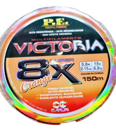 150mts Linha Multf Victoria 8 Fios Fina Forte 0,15mm 6,8kgs 