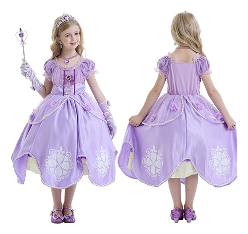 Vestido De Princesa Sofía, Disfraz Para Niñas