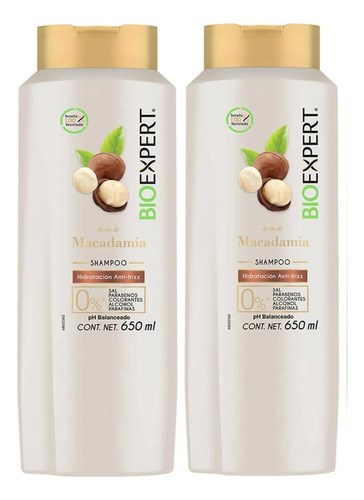 2 Shampoo Bioexpert Macadamia Anti-frizz 650ml