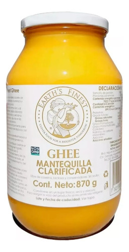 Mantequilla Clarificada - Ghee Sin Gluten Earths Finest 870g