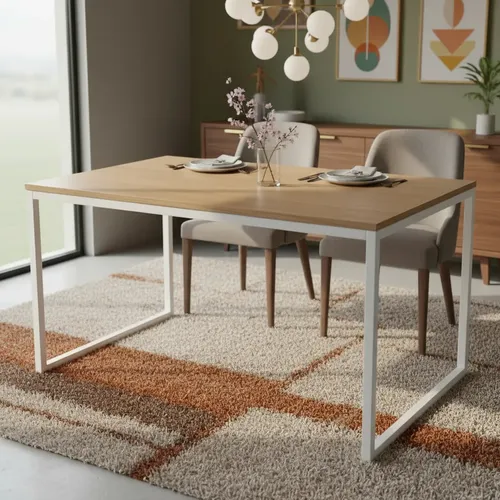 Mesa industrial de paraíso en ambiente moderno con decoración