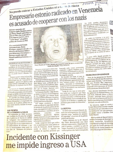 Harry Mannil Un Nazi En Venezuela Articulo De Prensa 1998