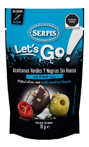Aceitunas Serpis Verdes y Negras sin Hueso con Tomate Seco 70g