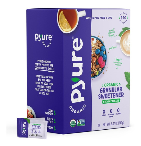 Pyure Organic Stevia Granular 240 Packets (sobres)