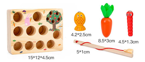 Juguetes Magnéticos De Madera Zanahorias Pesca Estilo 1