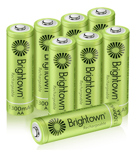 Brightown Nimh - Paquete De 8 Baterias Recargables Aa Precar