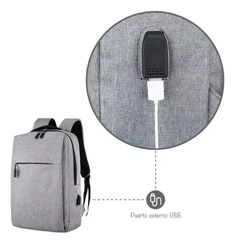 MOCHILA PARA LAPTOP 15.6 GRIS USB BA-03 MARVO - HALION