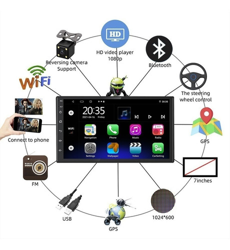 2g+32g 7 Pulgadas Coche Estereo Android Gps Doble Din Camara