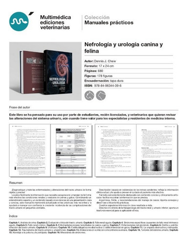 Chew: Nefrología Y Urología Canina Y Felina 2ª Ed