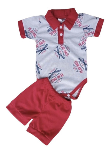 Conjunto Body Mameluco Short Para Bebe Niño De Play Ball