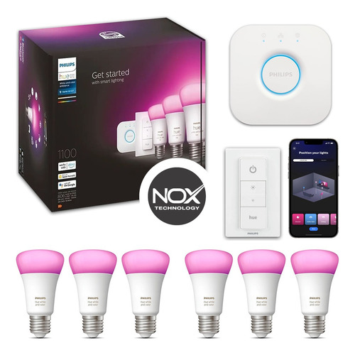 Imagen 2 de 10 de Kit De Inicio Philips Hue White Color Luz Color + 3 Lámparas