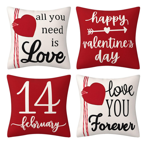 4x Fundas De Almohada Para El Día De San Valentín, Funda