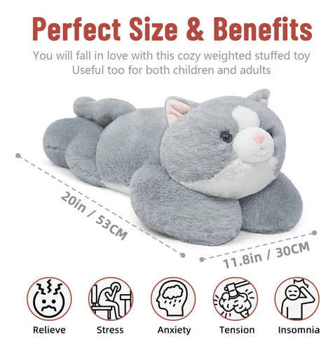 Niuniu Daddy Peluche Gato Con Peso 1.5kg 50cm Antiestrés