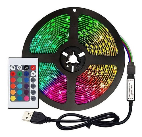 Cinta Rgb Tira Led Usb 5050 Colores 2 Metros C/ Control Tv