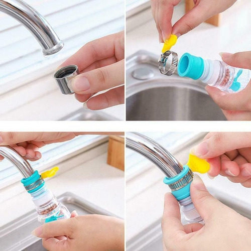 1 Adaptador De Caño 360° Filtro, Ahorrador Con Abrazadera