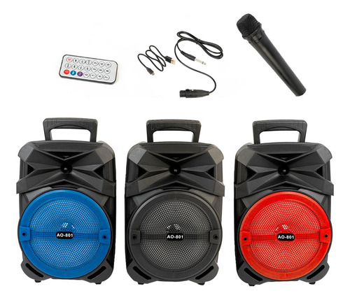 Parlante Karaoke Portátil Con Bluetooth + Luces + Microfono Color Negro