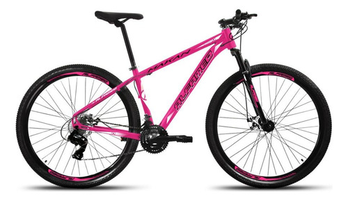 Mountain bike Alfameq Makan aro 29 19" 24v freios de disco mecânico câmbios Index cor rosa