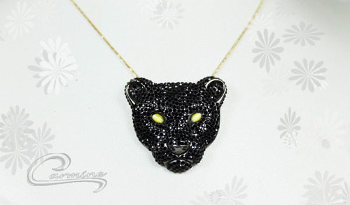 Colar Pantera Negra, Rodio Negro, Joia 10 Camadas Ouro 18k
