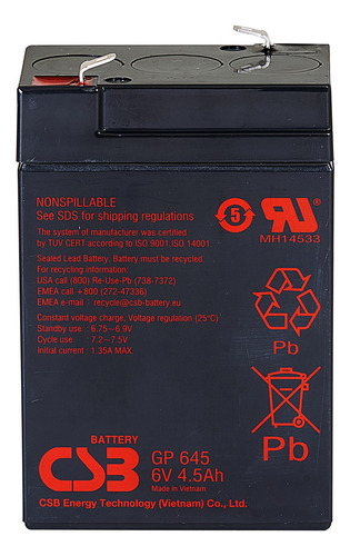 Bateria Gel Pack X 5 Unid.  Gel 6v 4,5ah Recargable Luz Ups