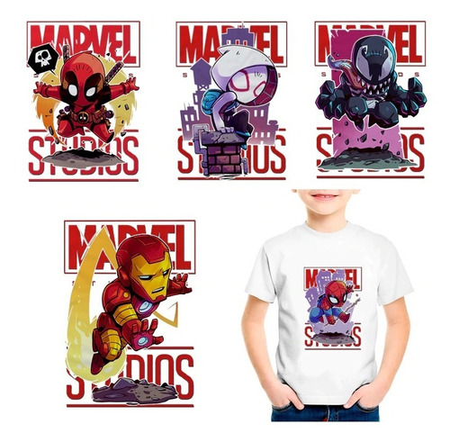 Stickers Diseño Marvel Personajes Pegatinas Termoadhesivas
