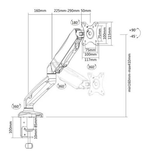 Imagen 8 de 8 de Soporte Base Brazo Laptop Portatil North Bayou Ergonomica