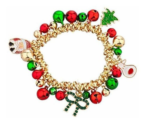 Lux Accesorios Tono Oro X-mas Vacaciones Cascabeles Pulsera 