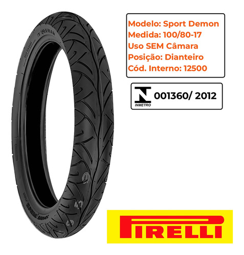 Par Pneu 100-80-17 + 140-70-17 Sport Demon Pirelli