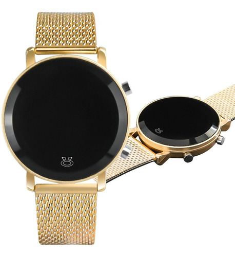 Relogio Feminino Digital Aço Inox Dourado Led Premium Casual