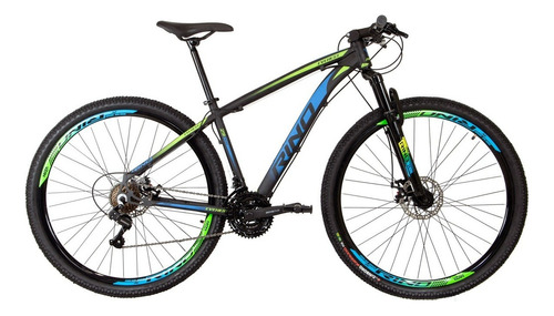 Bicicleta Aro 29 Rino Everest 27v - Alivio - 7.0 Cor Preto/azul/verde Tamanho Do Quadro 17