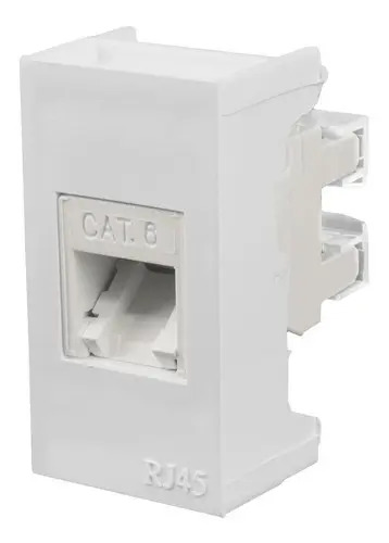 Módulo Tomada De Rede Cat6 Informatica Rj45 8 Vias Ilumi Cor Branco