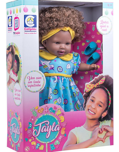 Boneca Tayla Cabelo Castanho Cotiplás Vestido Azul 2281 3