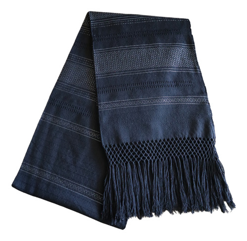 Rebozo Chal Artesanal Mod. Lupita Difrentes Colores Color Negro Con Plata Diseño De La Tela Telar