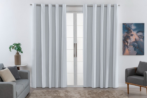 Ortina 2,80x1,60 Blecaute Pvc 100% Blackout Corta Luz Sala Cor Branco