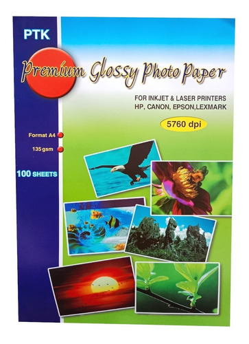 Papel Fotográfico Inkjet Brillante A4 135 Grs X 100 Hojas