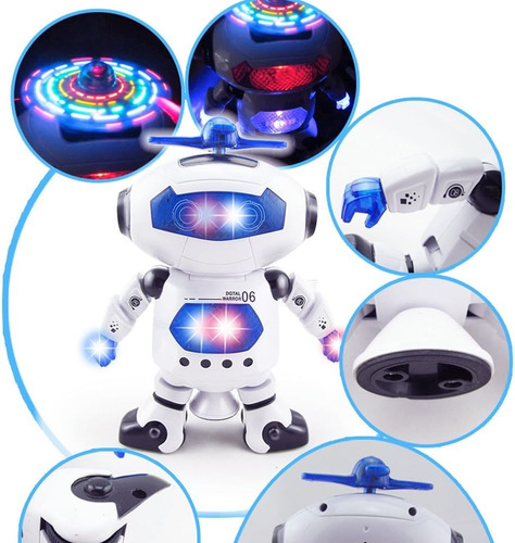 Robot Inteligente Bailarín C Música Y Luces A Pila Giro 360