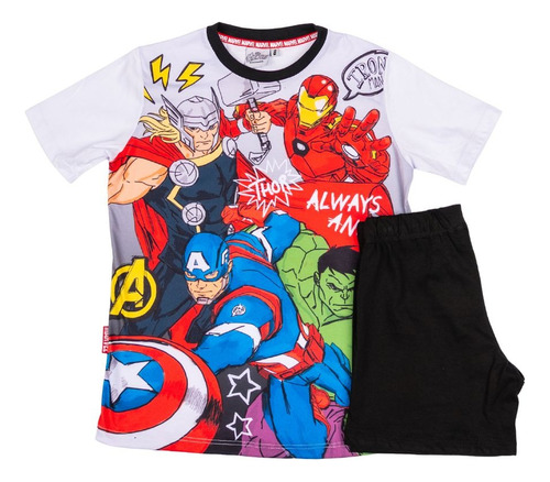 Pijama Niños Manga Corta Avengers Marvel Licencia Oficial