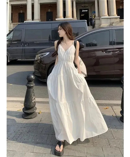 Vestido Con Cuello En V Vestido Midi Jane Superior De Poliés