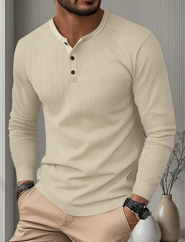 Polera Básica Para Hombre, Estilo Gofre Casual, Polera Henry