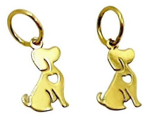 Par De Pingente Cachorrinho Para Brincos Ouro 18k-750 Cor Dourado