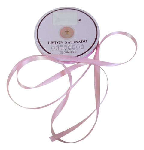 Listón Satinado Económico Satinado 2 Caras 1cm Con 50 Metros Color Rosa