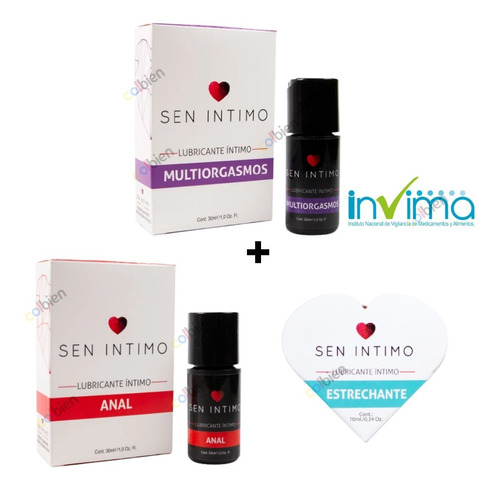 Combo De Lubricante Multiorgasmos + Anal + Estrechante Invim