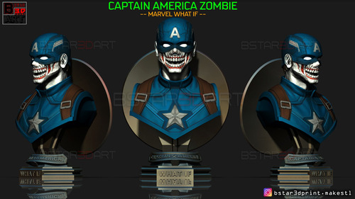 Busto Del Capitan America Zombie   De Im- Figura Plastica