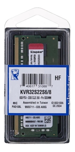 Memoria Para Notebook Kingston 8gb Ddr4 3200 - Revogames