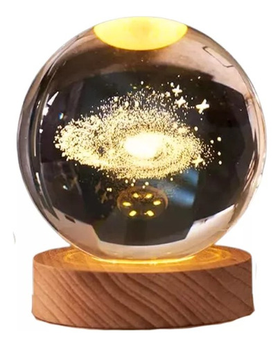 Lámpara Mesa Esfera Cristal Led Diseño Decorativo 1w Usb 6 Estructura Universo Pantalla Transparente